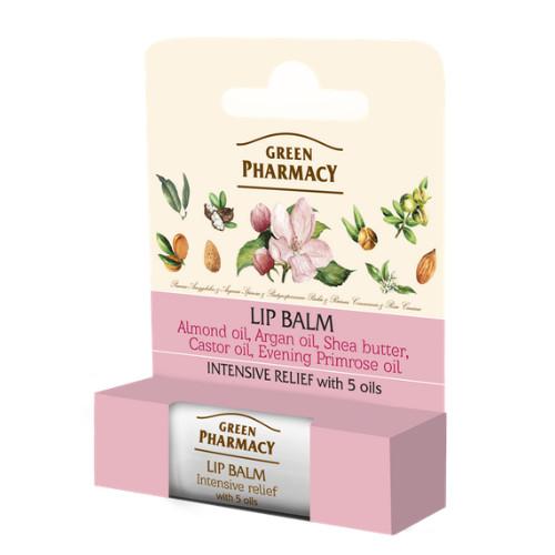 Miniaturka artykułu - GREEN PHARMACY Balsam do ust na bazie 5 olej&oacute;w, 3,6 g