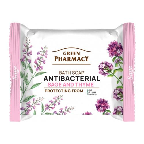Miniaturka artykułu - GREEN PHARMACY Mydło w kostce antybakteryjne, szałwia i tymianek, 100g
