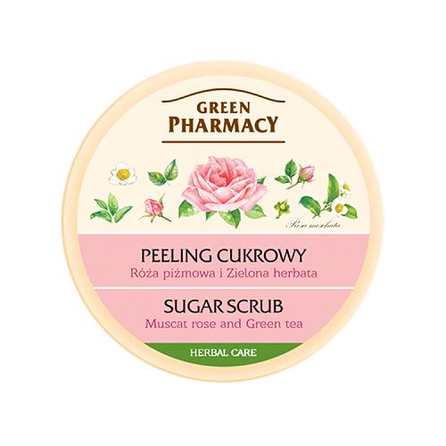 Miniaturka artykułu - GREEN PHARMACY Peeling cukrowy R&oacute;ża piżmowa i zielona herbata - 300 ml