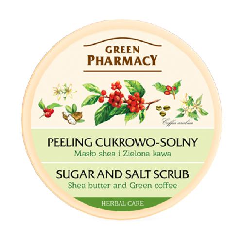 Miniaturka artykułu - GREEN PHARMACY Peeling do ciała Masło Shea i Zielona Kawa - 300ml