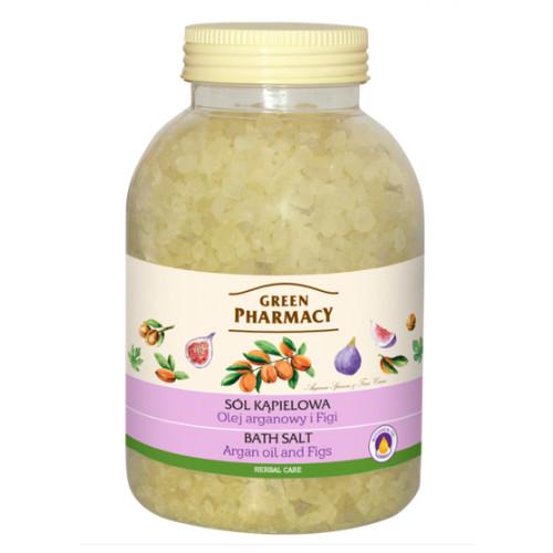 Miniaturka artykułu - GREEN PHARMACY s&oacute;l do kąpieli, Olej arganowy i Figi, 1300g