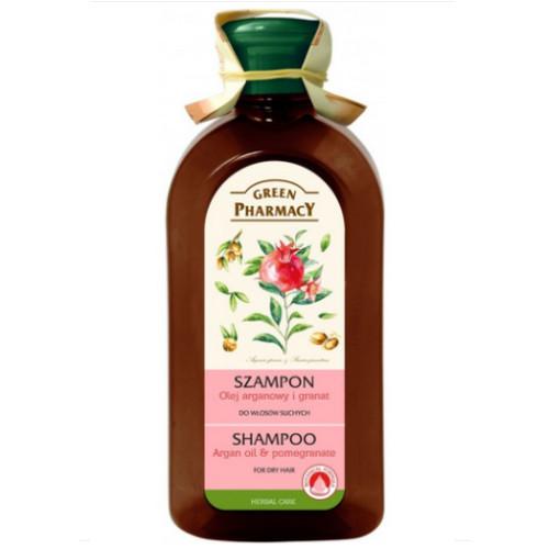 Miniaturka artykułu - GREEN PHARMACY Szampon do włos&oacute;w suchych, Olej arganowy i granat, 350ml
