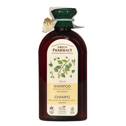 Miniaturka artykułu - GREEN PHARMACY Szampon przeciwłupieżowy Cynk i dziegieć brzozowy, 350ml