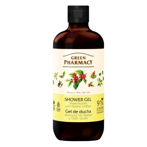 Miniaturka artykułu - GREEN PHARMACY Żel pod prysznic Masło shea i Zielona kawa - 500 ml