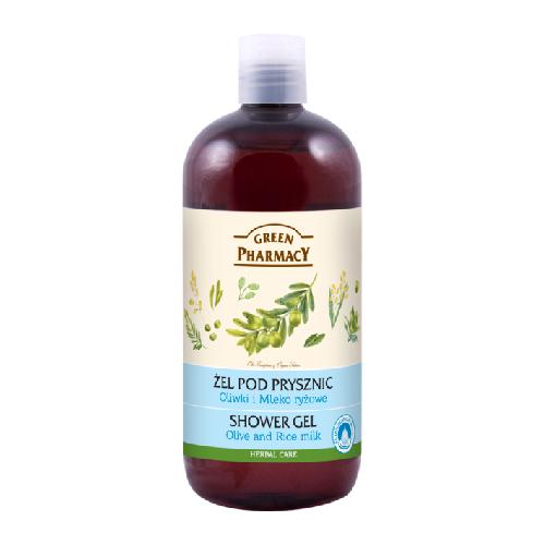 Miniaturka artykułu - GREEN PHARMACY Żel pod prysznic Oliwki i Mleko ryżowe - 500 ml