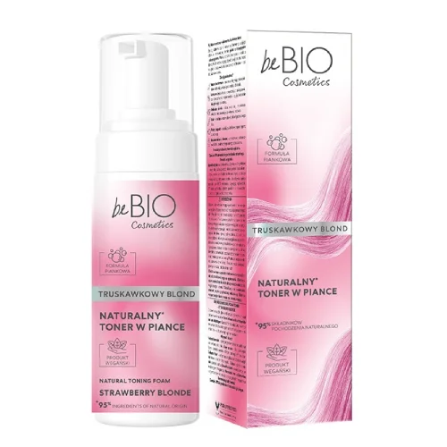 Miniaturka artykułu - BE BIO Naturalny toner do włos&oacute;w w piance Truskawkowy blond, 120 ml