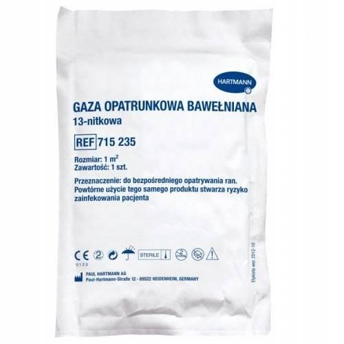 Miniaturka artykułu - Hartmann Gaza opatrunkowa bawełniana 13- nitkowa 1m2- 1 szt.