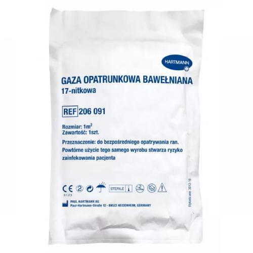 Miniaturka artykułu - Hartmann Gaza opatrunkowa bawełniana 17-nitkowa  1m2 - 1 sztuka