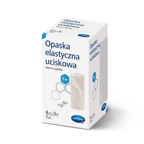 Miniaturka artykułu - HARTMANN Opaska elastyczna uciskowa 8cmx5m, 1 sztuka