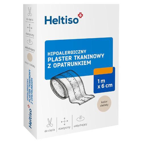 Miniaturka artykułu - Heltiso Plaster tkaninowy z opatrunkiem 1m x 6cm, 1 sztuk