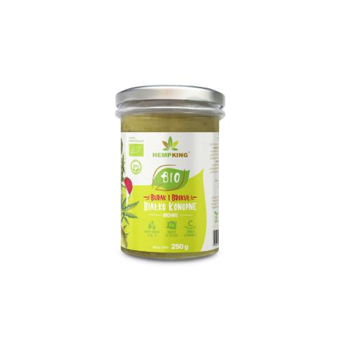 Miniaturka artykułu - HEMPKING BIO Białko konopne organiczne z burakiem i brokułem, 250g