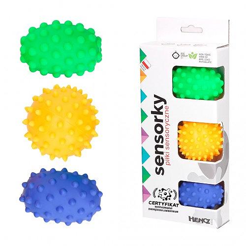 Miniaturka artykułu - HENCZ TOYS Sensorky Piłki Jeżyki 874 Zestaw 3 szt dla dzieci 0+