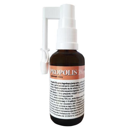 Miniaturka artykułu - Herbarium Franciszkański Propolis 3% Spray Gardło i jama ustna, 40 ml