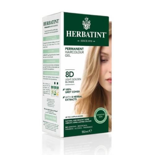 Miniaturka artykułu - HERBATINT 8D Trwała ziołowa farba do włos&oacute;w w żelu Jasny Złoty Blond, 150ml