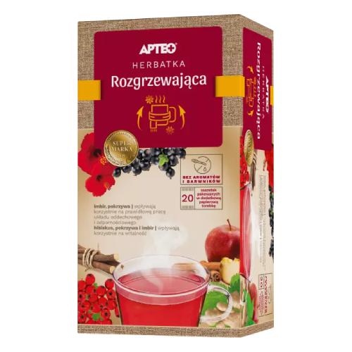 Miniaturka artykułu - Herbatka rozgrzewająca z imbirem APTEO, 20 saszetek