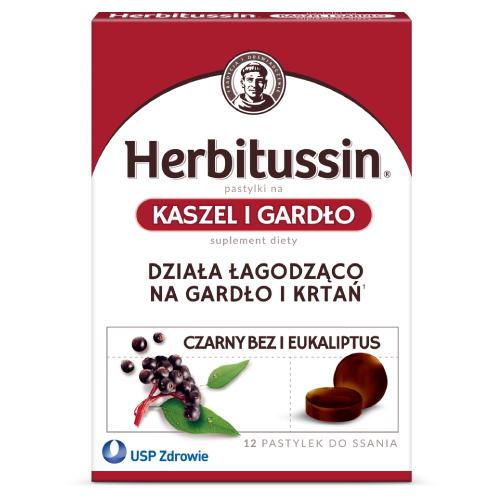 Miniaturka artykułu - Herbitussin Kaszel i Gardło, 12 pastylek do ssania