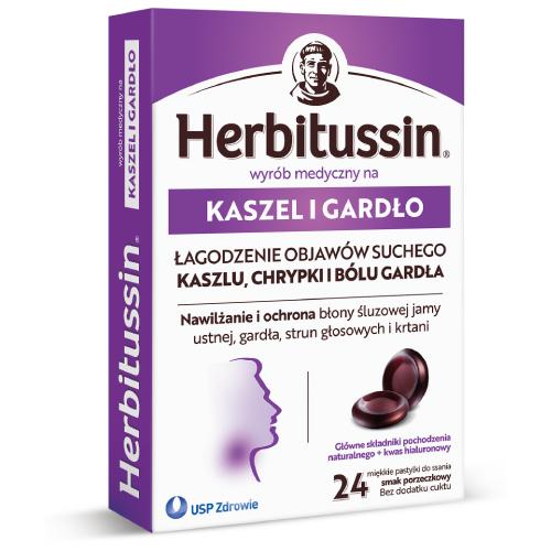 Miniaturka artykułu - Herbitussin Na kaszel i gardło, 24 pastylki do ssania