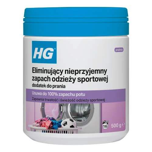 Miniaturka artykułu - HG Dodatek do prania eliminujący nieprzyjemny zapach odzieży sportowej, 500 g