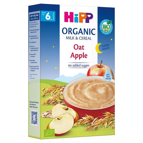 Miniaturka artykułu - HiPP BIO Kaszka mleczno-zbożowa na dobranoc owsianka z jabłkami dla niemowląt od 6. miesiąca, 250 g