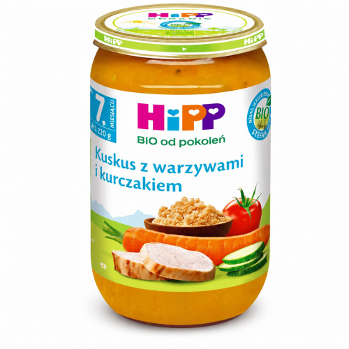 Miniaturka artykułu - HiPP Kuskus z warzywami i kurczakiem BIO, 220 g 