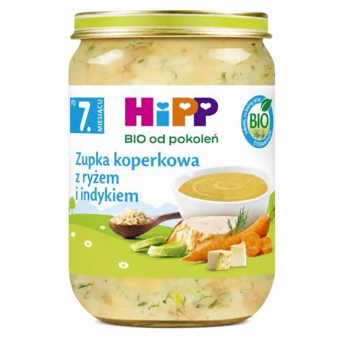 Miniaturka artykułu - HiPP Zupka koperkowa z ryżem i indykiem BIO, 190 g