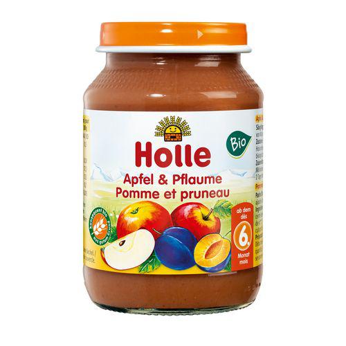 Miniaturka artykułu - HOLLE Bio Danie dla niemowląt Jabłko i śliwka, 190g