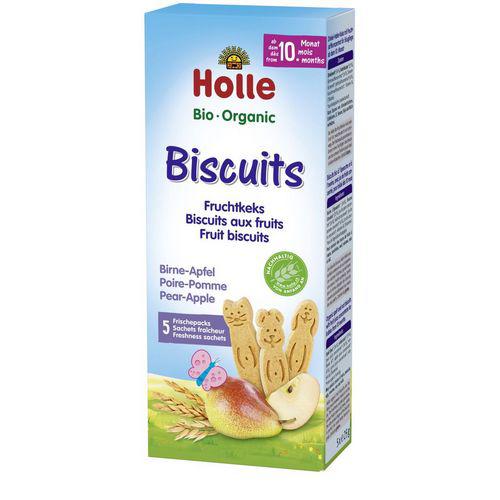 Miniaturka artykułu - HOLLE Bio Organic Herbatniki orkiszowo- owsiane gruszka- jabłko, 5x25g
