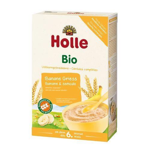 Miniaturka artykułu - HOLLE Kaszka pełnoziarnista pszenna z bananem bezmleczna Bio, 250g