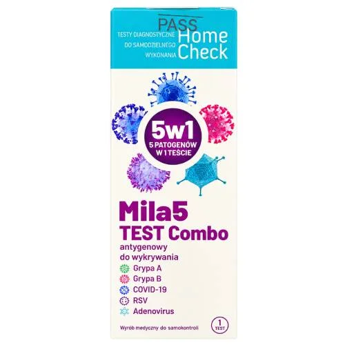 Miniaturka artykułu - Home Check Mila 5 Combo Test antygenowy 5w1, 1 szt.