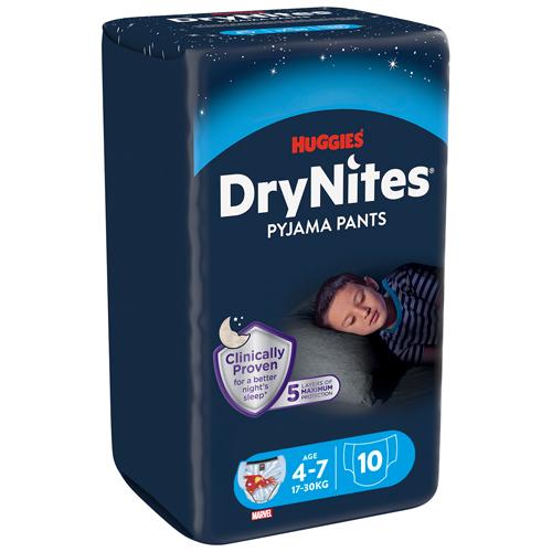 Miniaturka artykułu - HUGGIES DRYNITES BOYS 4-7 LAT (17-30kg) pieluchomajtki, 10 szt.