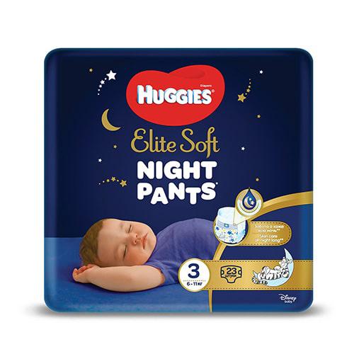 Miniaturka artykułu - HUGGIES Elite Soft Night Pants 3 Majtki nocne 6-11kg, 23 sztuki
