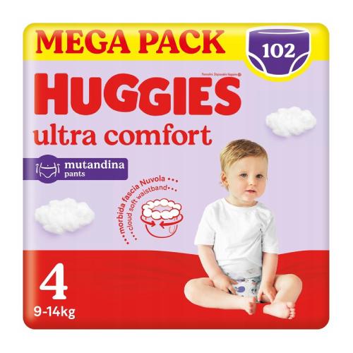 Miniaturka artykułu - HUGGIES Pieluchomajtki Ultra Comfort rozmiar 4 (9-14 kg), 102szt.