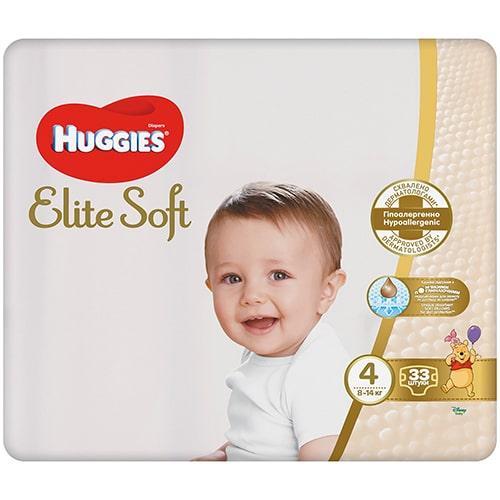 Miniaturka artykułu - HUGGIES Pieluchy Elite Soft rozmiar 4 (8-14 kg), 33szt.