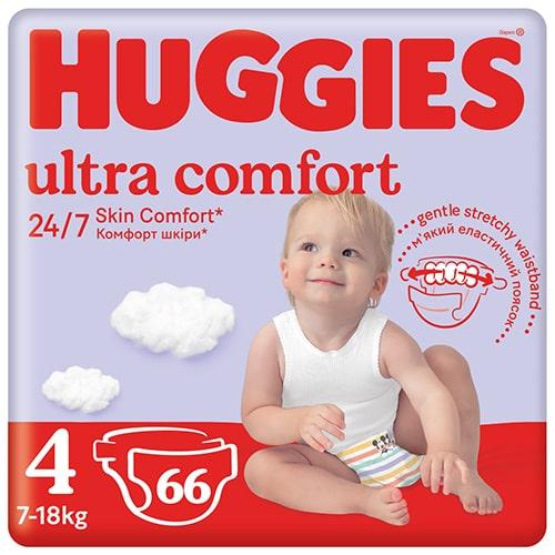 Miniaturka artykułu - HUGGIES Pieluchy Ultra Comfort rozmiar 4 (7-18 kg), 66szt.