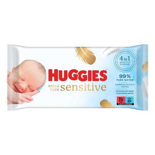 Miniaturka artykułu - HUGGIES Pure Extra Care Chusteczki nawilżane, 56 sztuk