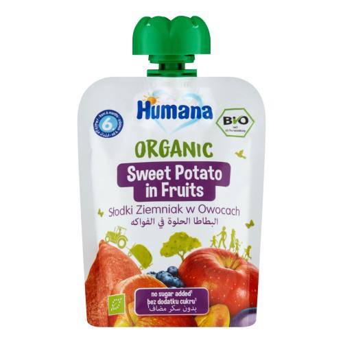 Miniaturka artykułu - HUMANA 100% Organic Mus Słodki Ziemniak w owocach od 6. miesiąca, 90g