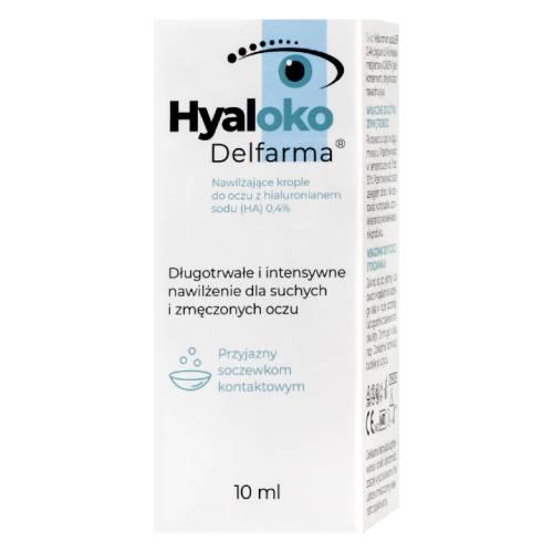 Miniaturka artykułu - Hyaloko Delfarma Nawilżajżce krople do oczu z hialuronianem sodu (HA) 0,4%, 10 ml