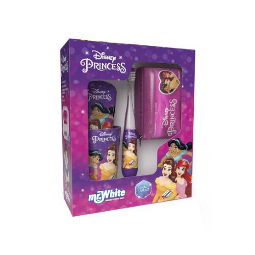 Miniaturka artykułu - Mr.White Zestaw do mycia zęb&oacute;w Disney Princess 3+ Szczoteczka migająca + Pasta do zęb&oacute;w, 75 ml + Kubek + Organizer ze spinkami