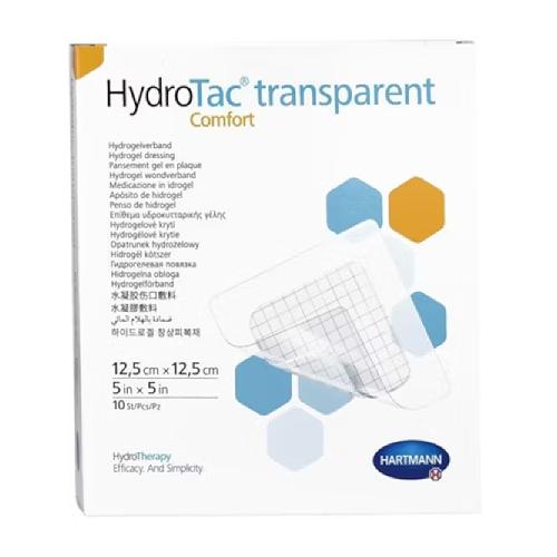 Miniaturka artykułu - HydroTac Comfort Transparent Opatrunek Żelowy, Jałowy 12,5x12,5cm, 10 szt KR&Oacute;TKA DATA 01.06.2026