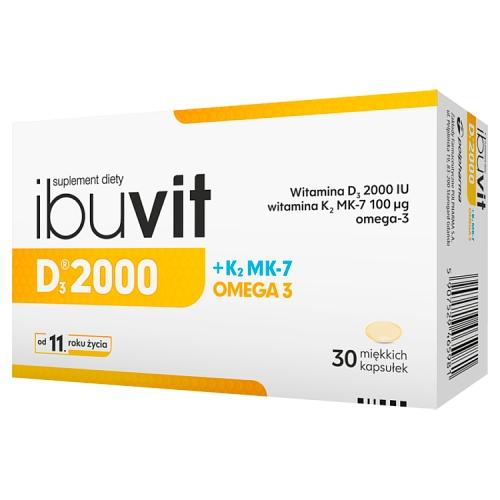 Miniaturka artykułu - Ibuvit D3 2000 + K2 MK-7 Omega 3 - 30kaps./ USZKODZONE TEKTUROWE OPAKOWANIE