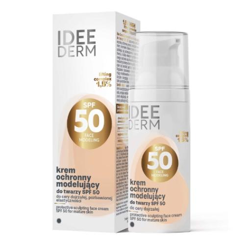Miniaturka artykułu - Idee Derm Ochronny krem modelujący do twarzy SPF50 do cery dojrzałej, pozbawionej elastyczności, 50 ml