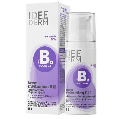 Miniaturka artykułu - IDEE DERM Krem z witaminą B12 intensywnie regenerujący, 50ml