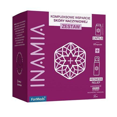 Miniaturka artykułu - INAMIA Redness Relief Zestaw Łagodzące serum, 30ml + Capilis, 60 kapsułek