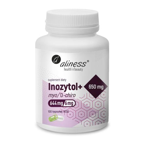 Miniaturka artykułu - Aliness Inozytol myo/D-chiro 650 mg + witamina B6, 100 kaps.