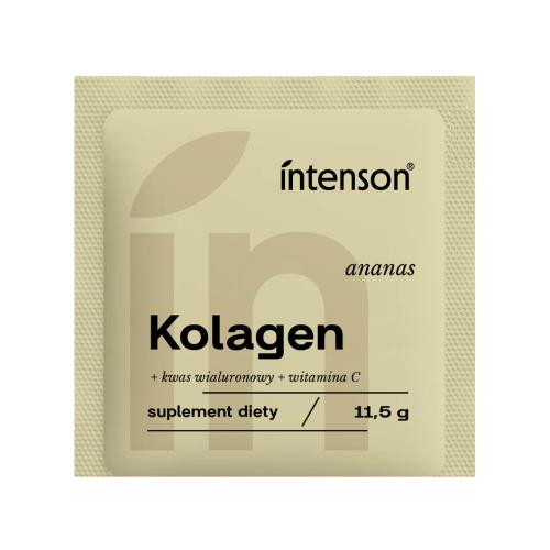 Miniaturka artykułu - Intenson Kolagen + witamina C + kwas hialuronowy smak ananasowy, 11,5 g - suplement diety z kolagenem