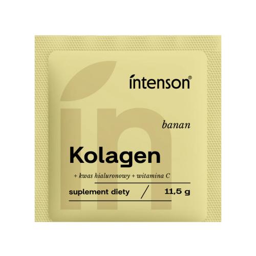 Miniaturka artykułu - Intenson Kolagen + witamina C + kwas hialuronowy smak bananowy, 11,5 g - suplement diety z kolagenem