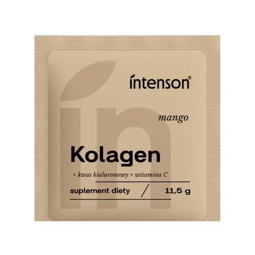 Miniaturka artykułu - Intenson Kolagen + witamina C + kwas hialuronowy o smaku mango, 11,5 g - suplement diety z kolagenem