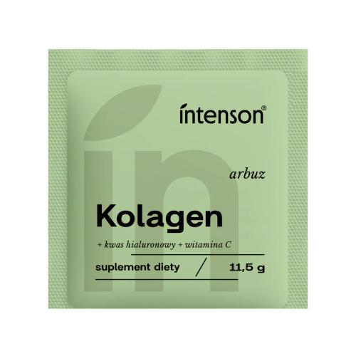 Miniaturka artykułu - Intenson Kolagen + witamina C + kwas hialuronowy smak arbuzowy, 11,5 g - suplement diety z kolagenem