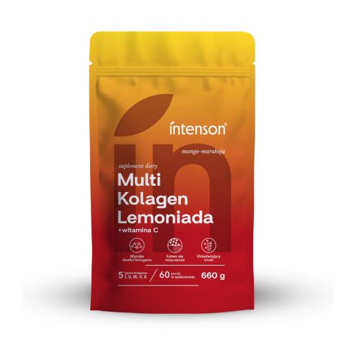 Miniaturka artykułu - Intenson Multi Kolagen Lemoniada mango-marakuja, 660 g - suplement diety z kolagenem