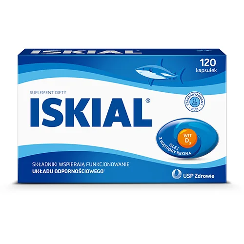 Miniaturka artykułu - Iskial, 120 kaps. - z olejem z wątroby rekina i witaminą D